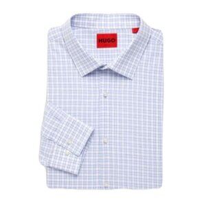 Hugo Boss 17 1/2 x 34/35 Gray Check Slim Fit Dress Shirt